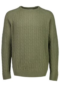 RAGLAN CABLE O-NECK - Striktrøje - dusty army