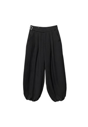 Stradivarius, SAROUEL TROUSERS WITH BUCKLE - Nohavice - black