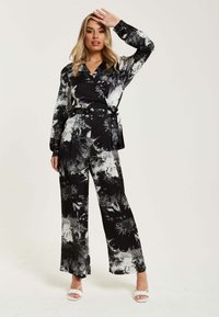 Liquorish MONO ABSTRACT PRINT WITH LONG SLEEVES - Jumpsuit - black