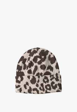 Street One, FEINSTRICK BEANIE MIT LEO-MUSTER - Mütze - auburn brown