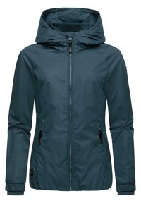 Žydrai žalia lengva striukė su užtrauktuku priekyje, su gobtuvu ir elastingomis rankovėmis. Į komplektą įeina dvi užtrauktukais uždaromos šoninės kišenės.