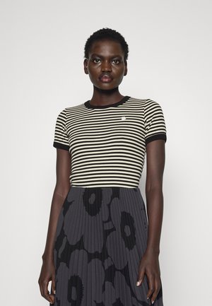 HENRIKA - Print T-shirt - black/light yellow