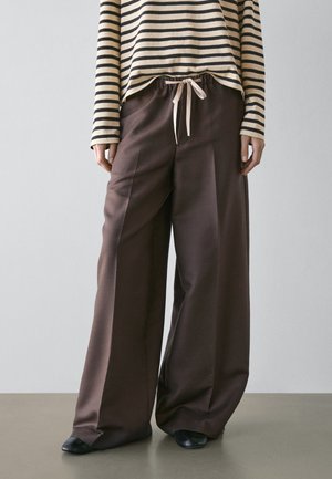 Massimo Dutti CONTRAST DRAWSTRING - Kalhoty - dark brown