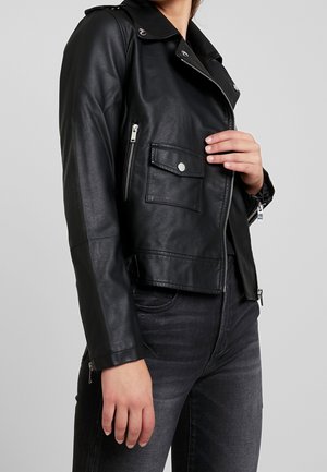 Imiteret læderjakke - black