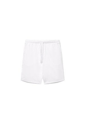 Shorts blancs décontractés avec taille élastique et cordon de serrage, dotés de poches latérales et d'une coupe simple et décontractée.