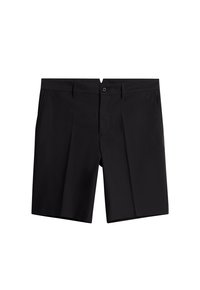Czarne szorty wykonane z lekkiego materiału; mają fason prosty, dwie przednie zakładki oraz zamek błyskawiczny z zapięciem na guzik. Minimalne logo.