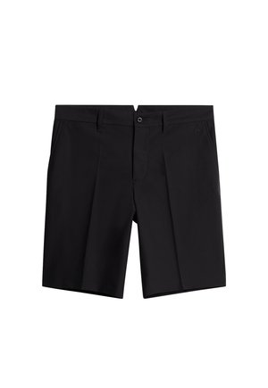 Svarta shorts gjorda av lättviktsmaterial; har en rak passform, två framfickor och en framknäppning med dragkedja och knapplås. Minimal märkning.