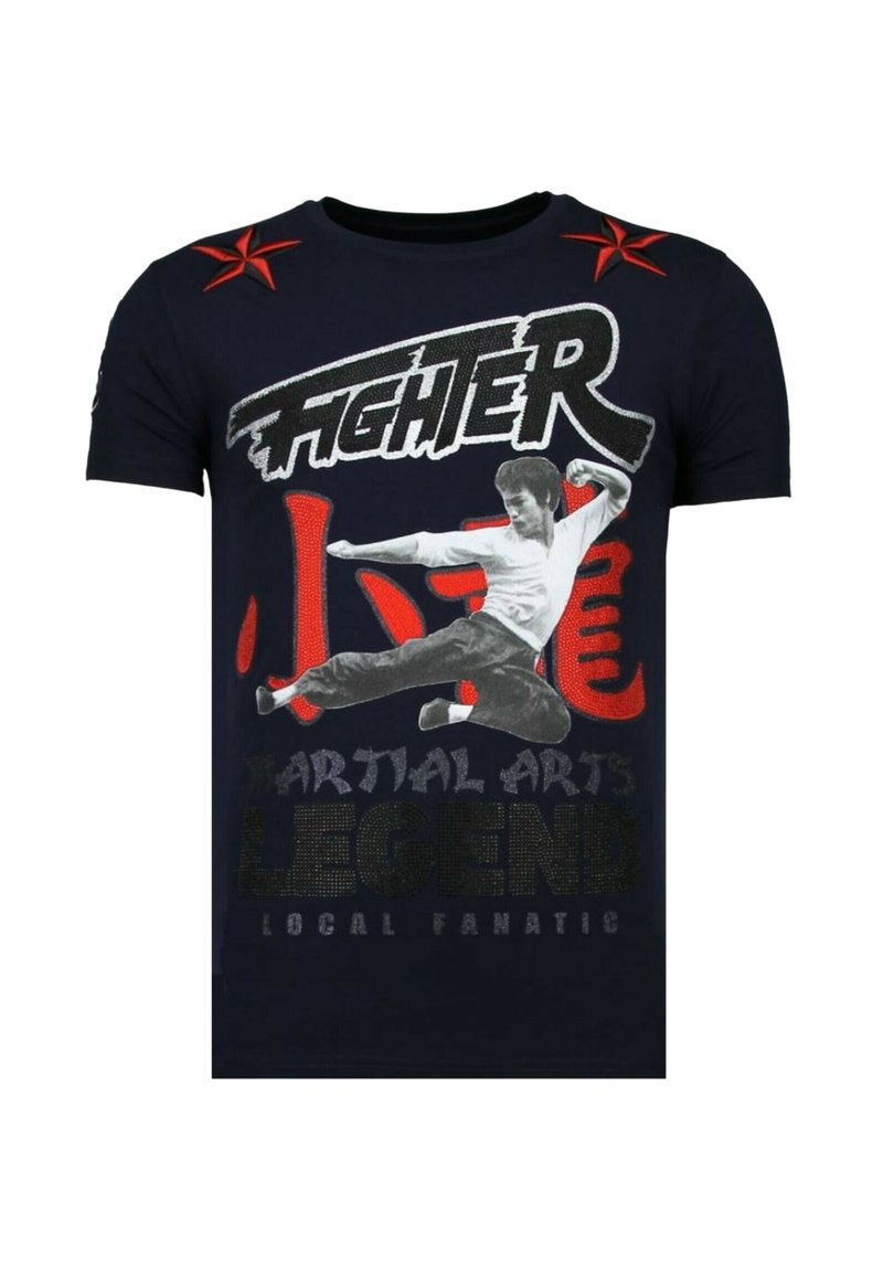 Local Fanatic FIGHTER - BRUCE LEE RHINESTONES - NNW - 13-6211N. - T-shirt print - blauw