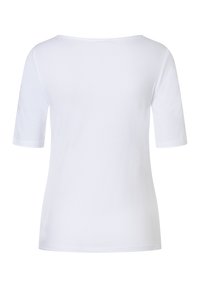 Witte korte mouwen t-shirt van zachte katoen, met een ronde halslijn en een losse pasvorm, met een gladde textuur en zonder versieringen.