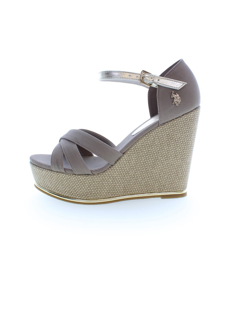 U.S. Polo Assn. Sandály na vysokém podpatku - taupe/gold