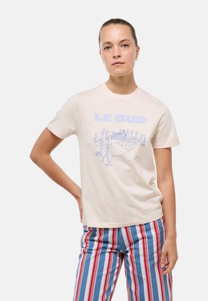 Monoprix, T-SHIRT À MANCHES COURTES AVEC IMPRIMÉ PLACÉ - T-shirt imprimé - butter cream