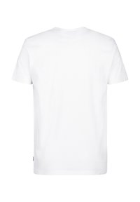 T-shirt en coton blanc à manches courtes, col rond et coupe décontractée. Texture lisse, aucun motif ni graphique. Petite étiquette sur le côté inférieur.