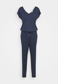 Monos causa de marina con mangas cortas estilo capucha, escote en V y cintura elástica. Presenta un cordón y pierna ajustada para una silueta entallada.