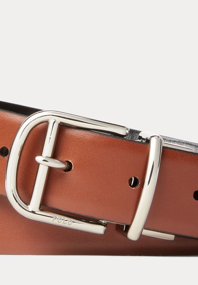 Polo Ralph Lauren REVERSIBLE DRESS BELT - Alkalmi öv - black/cogniac