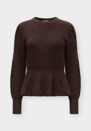 VILA, VIGRACIE O NECK PEPLUM - Пуловер - coffee bean
