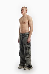 FAVELA BIG POCKET - Brīvi džinsi - black acid washed