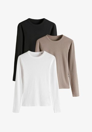 3 PACK - Ilgarankovis viršutinės dalies drabužis - black white taupe brown