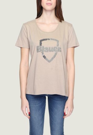 T-shirt con stampa - dark beige