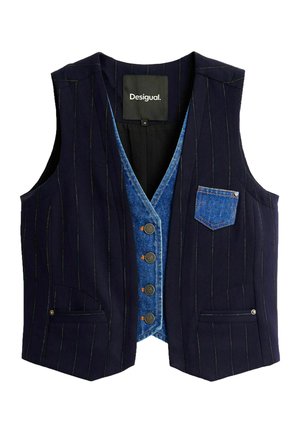 Desigual, DOUBLE LAPEL VEST - Smanicato - blue