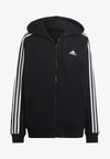 ESSENTIALS STRIPES OVERSIZED FULL ZIP HOODIE - Mikina so zipsom - black white