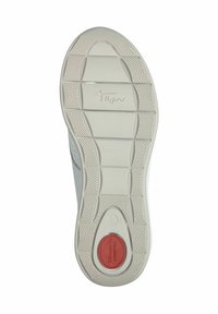 Sole in gomma bianca con grip testurizzato, caratterizzata da un accento circolare rosso con la scritta "COMFORT" e la taglia "37", e un design a onde per la trazione.