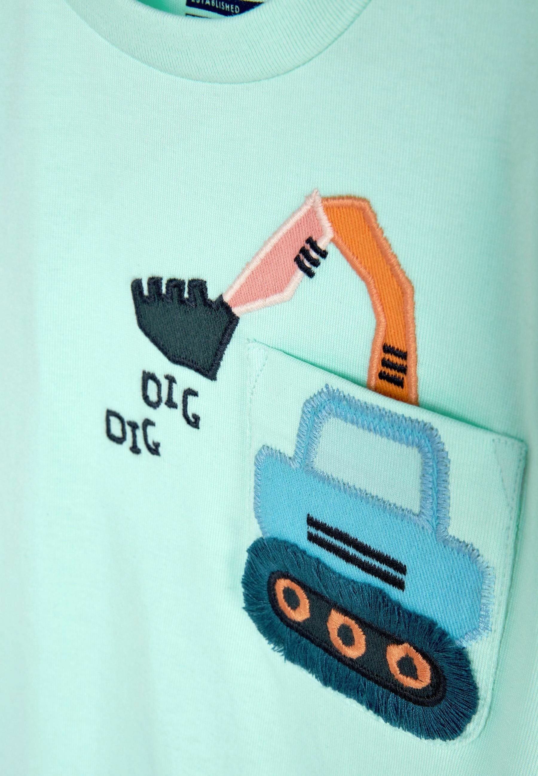 Print T-shirt - turquoise blue digger 