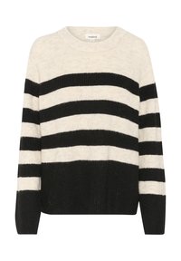 STRIPED  - Pulover - sandshell w black stripe