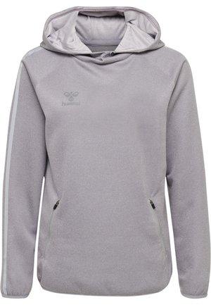 Felpa con cappuccio grigia dal finish testurizzato, dotata di tasche laterali con zip e strisce bianche sulle maniche. Logo sul petto.