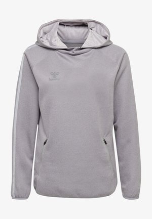 Felpa con cappuccio grigia dal finish testurizzato, dotata di tasche laterali con zip e strisce bianche sulle maniche. Logo sul petto.