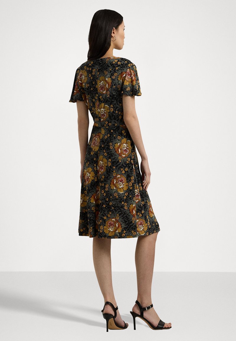Lauren Ralph Lauren FLORAL STRETCH JERSEY SURPLICE DRESS - Day dress -  black multi/black - Zalando.co.uk