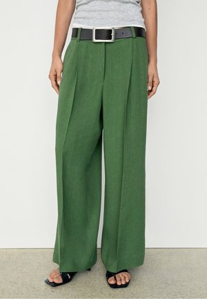 Massimo Dutti FLOWING TOTAL LOOK PANTS - Bukser - dark green