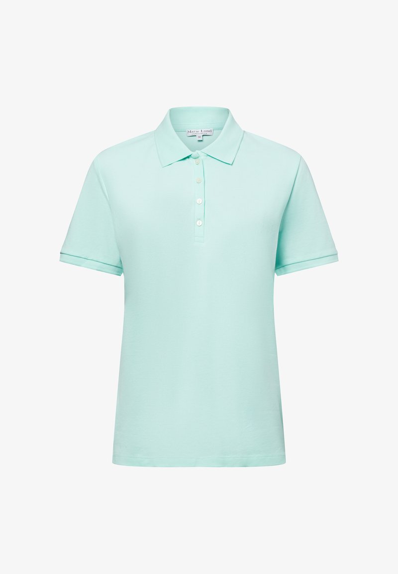 Mintgroene polo shirt van zachte katoen, met een klassieke kraag, korte mouwen en een drie knoopsluiting. Glad textuur, standaard pasvorm.