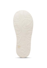 Bílá gumová podrážka s texturovaným vzorem obsahujícím loga, hladkým povrchem a stylizovaným nápisem "Naturn" spolu se značkou velikosti "20".