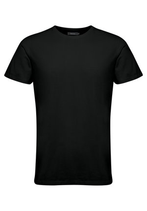 Must t-särk lühikeste varrukatega, mis on valmistatud pehmest puuvillast. Omab klassikalist ümmargust kaelaauku ning on sileda tekstuuriga, ilma mustrite või aktsentideta.