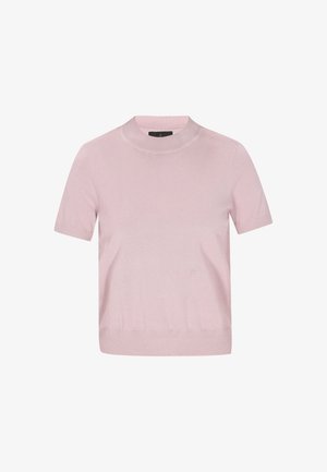 Lühikeste varrukatega, ümmarguse kaelusega kootud kampsun helesinises värvitoonis. Pehme kudum, millel on soonikkoes varrukate jaääre. Lihtne, minimalistlik kujundus ilma mustrite ja tarvikuteta.