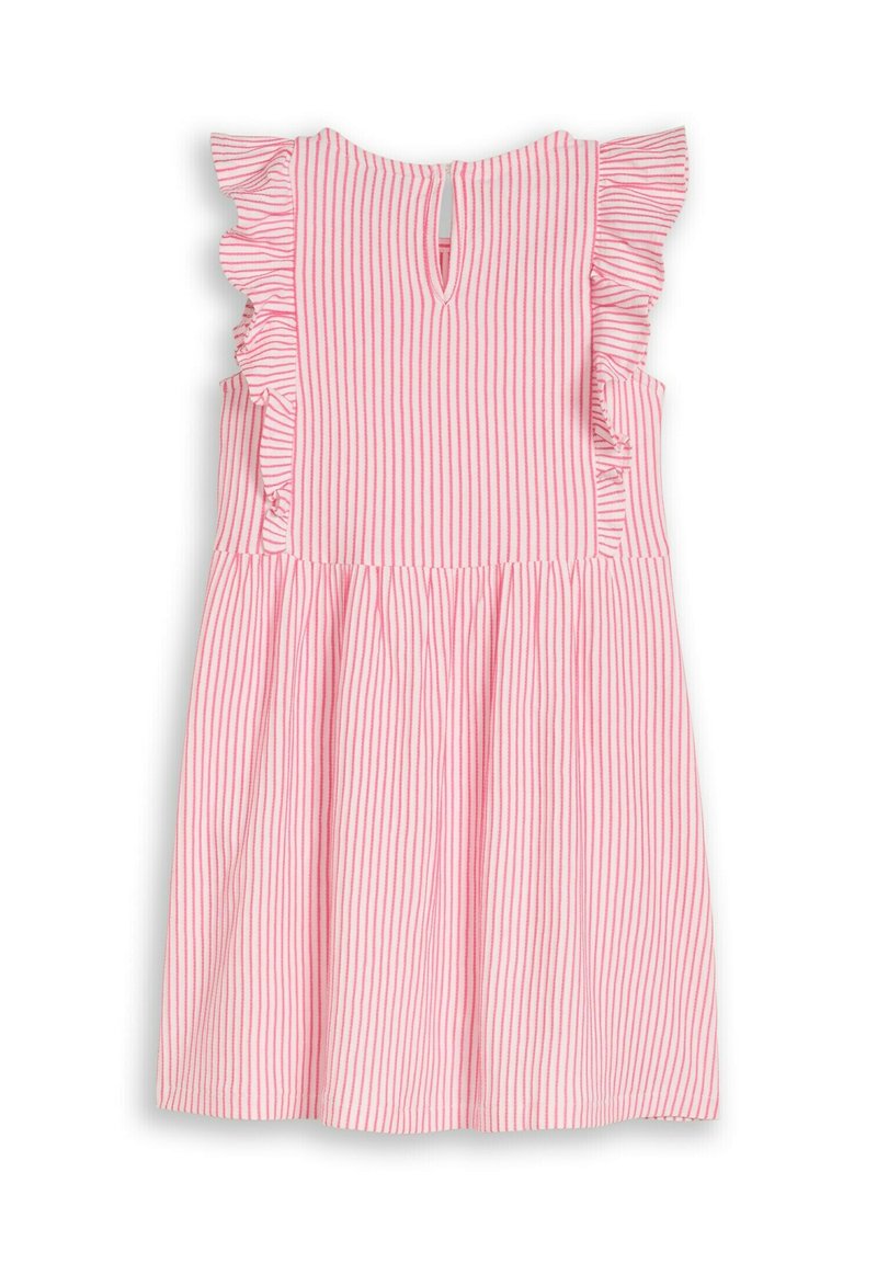 strapless open back dress Pink Stripe Button Front Ruffle Collar Midi Shirt Dress - All Dresses