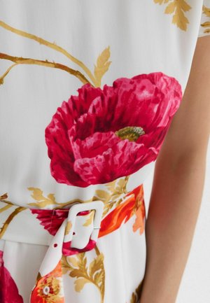 Reiss, REGULAR FIT - LYRA FLORAL-PRINT BELTED MIDI DRESS . - Denní šaty - ivory pink