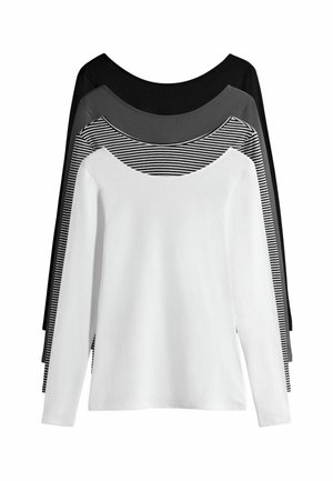 REGULAR FIT - 4 PACK SCOOP BACK  - Long sleeved top - black charcoal grey stripe white