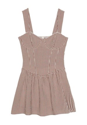 Stradivarius, SHORT CHECKED BODICE DRESS - Robe de jour - mottled dark brown