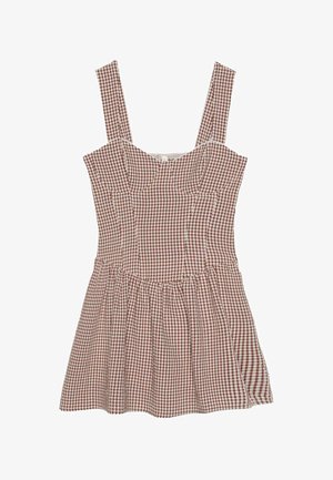 Stradivarius, SHORT CHECKED BODICE DRESS - Robe de jour - mottled dark brown