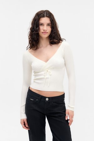 WRAP TOP - Džemperis - cream