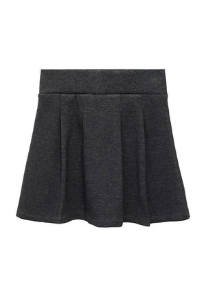 Gonna svasata grigio scuro con ampia vita e morbide pieghe, realizzata in tessuto a maglia spesso.