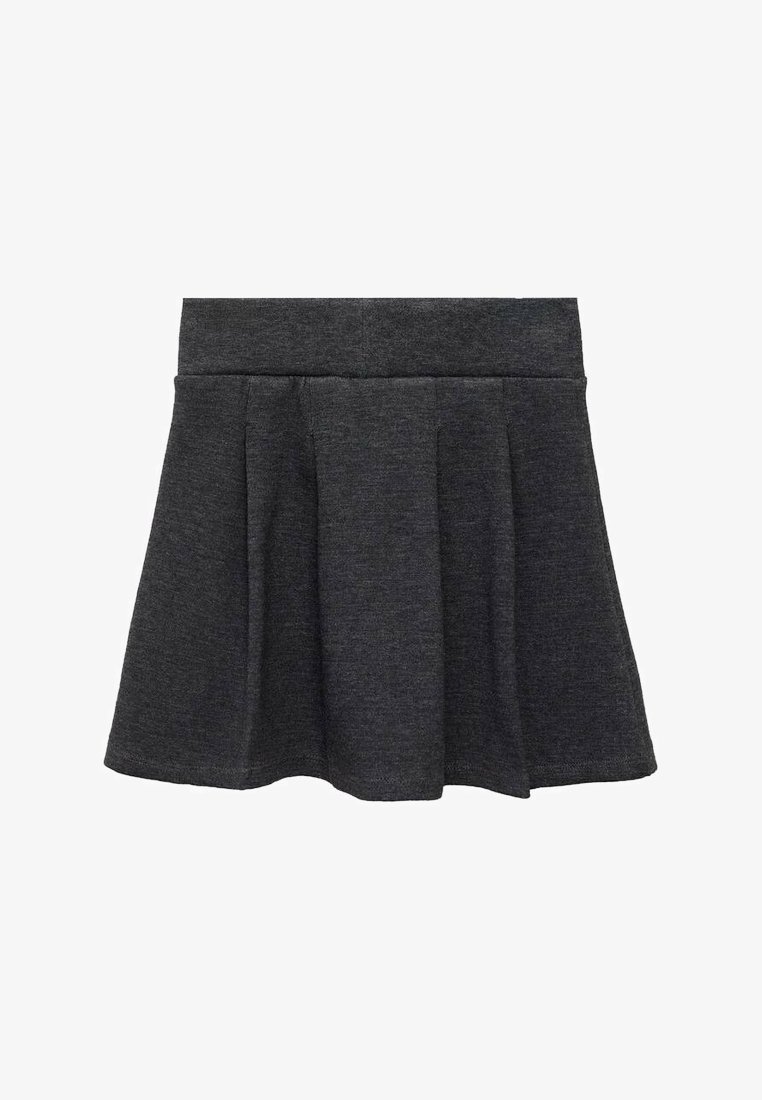 Temno siva razširjena krila z širokim pasom in mehkimi gubami, narejena iz debele pletene tkanine.