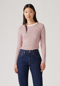 Levi's® ESSENTIAL TEE - Top dugih rukava - turmeric stripe flame scarlet