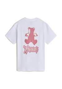 Hvid bomulds t-shirt med et pink bjørne grafik og "Vans" logo i en stiliseret skrifttype på bagsiden. Korteærmer, klassisk pasform.
