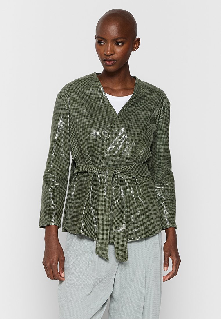 Emporio Armani Leren jas groen Emporio Armani Leren jas groen