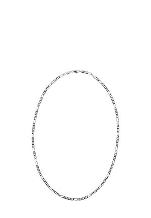 Silberne Kettenhalskette mit ovalen und rechteckigen Gliedern in poliertem Finish, gesichert durch einen einfachen Verschluss.