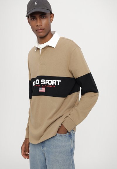 Polo Ralph Lauren LONG SLEEVE RUGBY UNISEX - Polo krekls - desert khaki/black