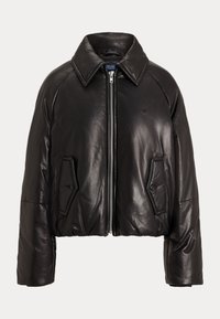 LEATHER PUFFER JACKET - Bomber Jacket - black