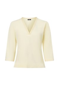 Light yellow V-neck top with three-quarter sleeves, smooth fabric texture, and a relaxed fit, designed by Joop!.
